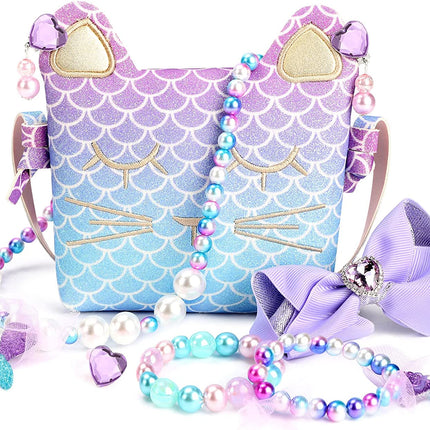 Purse for Little Girls Dress up Jewelry Pretend Play Kids Accessories Mermaid Gifts