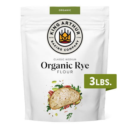 King Arthur Organic Medium Rye Flour - 3 Lbs for Complex Flavorful Breads & Baked Goods - 100% US Grown & Milled - Non-Gmo Project Verified - Robust Flavor for Rye Bread, Cookies & More