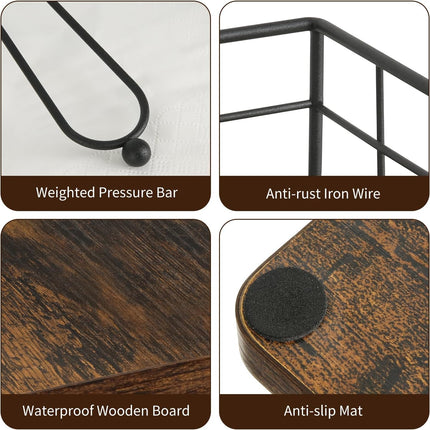 Napkin Holder for Table, Farmhouse Napkin Holders with Weighted Arm, Wood Rustic Napkin Holders for Paper Napkins, Napkins Holder for Kitchen, Dining Table