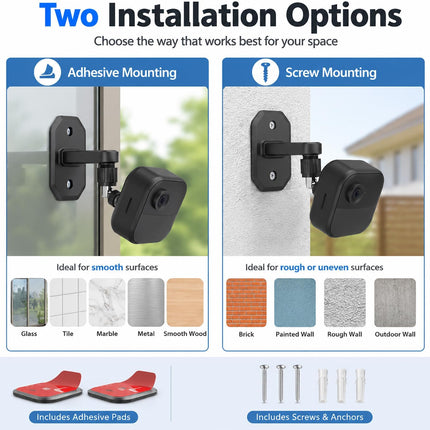 2Pack Adhesive Wall Mount Adjustable Security Wall Mount Bracket for Blink Outdoor 4 (4Th Gen) / (3Rd Gen), Blink XT / XT2, Blink Mini, Perfect View Angle for Your Blink Surveillance Camera