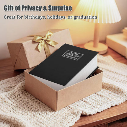 Diversion Book Safe with Key Lock, Secret Safe Metal Lock Box, Money Storage Collection Box, 9.5" X 6.2" X 2.2", Black Large