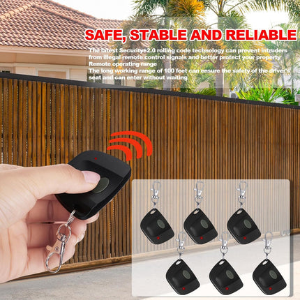 6 Pcs Garage Door Remote Compatible with Linear Multicode 300Mhz 10 Dip Switch 3089 3060 3070 Gate Opener Remote Multicode Gate Opener with Keychain (Black)