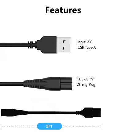 For Ufree U-1176 Replacement Charger USB Charging Cord Compatible with Ufree Beard Trimmer Clipper Charger U-1176 Charger Cord