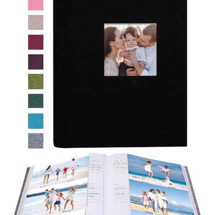 Photo Album 4X6 300 Photos Linen Cover with Memo Areas Photobook Pictures Book for Wedding Family Baby and Vacation (Black)