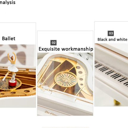 Ballerina Music Box，Piano Music Box for Women Girls White Valentine'S Day Present Mechanical Classical Ballet Girl Dancing Music Box Birthday Present