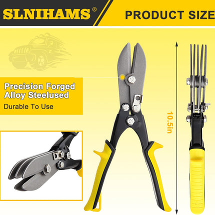 5-Blade Hand Crimper Sheet Metal Tools, Hvac Tool for 24-28 Gauge Duct Work Downspout and Stove Pipe, 10-1/2" Sheet Metal Crimper Gutter End Cap Duct Crimping Tool