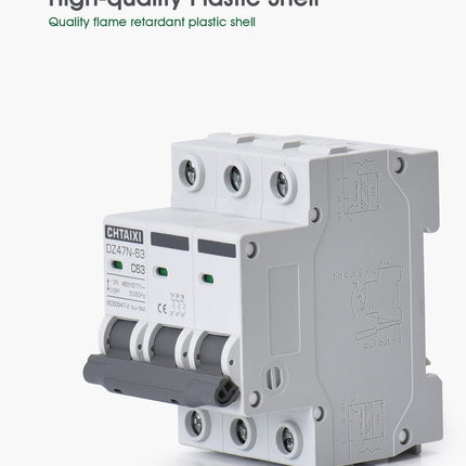 3 Pole DIN Rail Mount Circuit Breaker, 40 Amp 240V AC Miniature Circuit Breaker, Thermal Magnetic Trip AC Disconnect Switch MCB C40