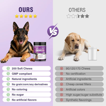 Glucosamine for Dogs 200Pcs Joint Support Supplement Dog Hip and Joint Chondroitin Chews Treats with MSM Dog Joint Pain Relief Mobility Supplements Chicken Flavor Fit All Large Small Medium Breed