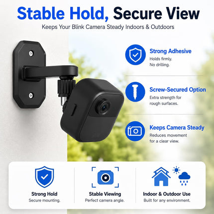 2Pack Adhesive Wall Mount Adjustable Security Wall Mount Bracket for Blink Outdoor 4 (4Th Gen) / (3Rd Gen), Blink XT / XT2, Blink Mini, Perfect View Angle for Your Blink Surveillance Camera
