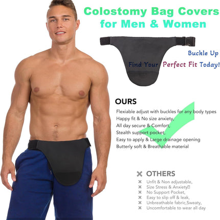 Ostomy Belts for Men and Women Adjustable Stealth Belt for Ostomy Bag Men Women Breathable Ostomy Colostomy Bag Covers for Women Colostomy Supplies