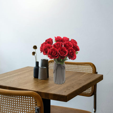 Artificial Roses Flowers for Flower Arrangement, 12 Pcs Silk Red Rose Bouquet for Home Decoration, Faux Roses for Parties and Wedding Decoration (Red, 12)
