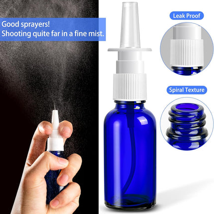 10 Pcs Nasal Spray Bottle Empty, 30Ml/1Oz 6 Pcs Refillable Nasal Spray Bottle Fine Mist Glass with 2 Funnels and 2 Labels