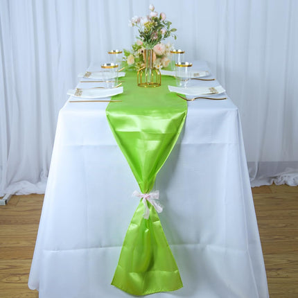 10 Pack Lime Green Satin Table Runners 12X108 Inches Party Table Runner Bright Smooth Table Runner Wedding Party Decorations for Table Green Table Runners