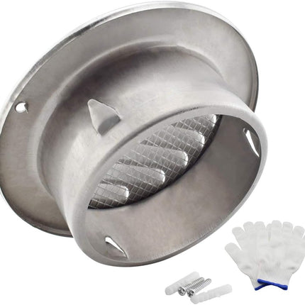 4 Inch round Soffit Air Vent Stainless Steel Louver Grille Cover Wall Air Ventilation Outlet Hood with Built-In Screen Mesh for Kitchen Bedroom Bathroom Office Etc