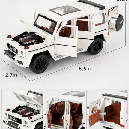 1/32 Scale Car Model Compatible for Collectible G63 AMG Diecast Toy Vehicle, Zinc Alloy Pull Back Toy Car with Sound and Light for Adult Boys Girls 3 4 5 6 7 8（White）