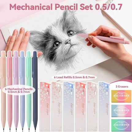 61 PCS Aesthetic School Supplies with Cute Pencil Case, Pastel No Bleed Highlighters, Gel & Erasable Pens, Mechanical Pencils, Refills, Complete Essentials Stationery Kit for Students (Pink)