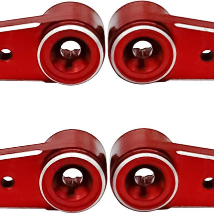4Pack Aluminum 15T Servo Horn Arms RC Mini Servo Horns Toy Car Accessories Compatible with Emax ES08MA Servo Fit for Axial SCX24 1/24 RC Crawler (Red)