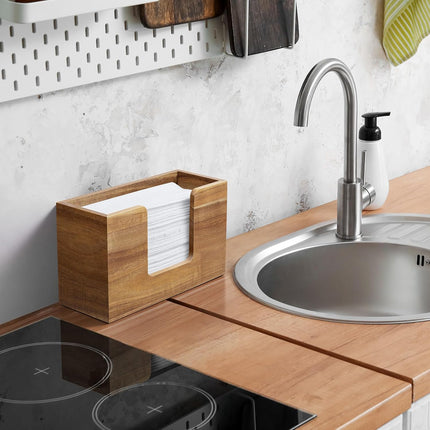 Paper Towel Dispenser Countertop, Acacia Wood Bathroom Paper Towel Holder, Napkin Holder for Kitchen, Multifold C-Fold, Z-Fold, Trifold for Bathroom Toilet Home