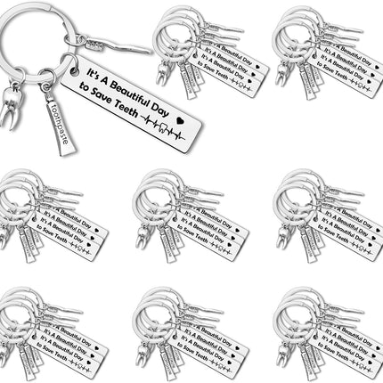 24Pcs Dentist Keychain Gifts for Men Women Dental Hygienist Jewelry Bulk Gifts for Dentist Assistant Keyring Dentist Graduation Gift Nurse Doctor Dentist Office Orthodontist Gift