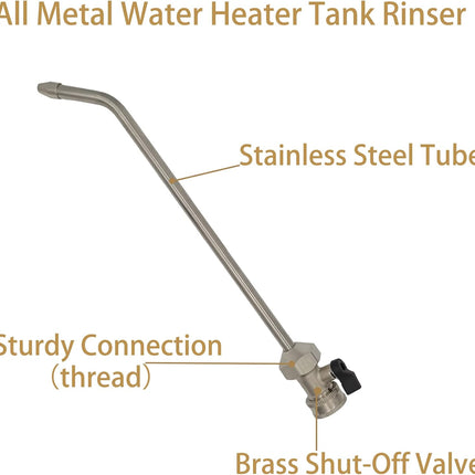 All Metal RV Water Heater Tank Rinser | RV Hot Water Tank Flush Wand | Cleanses and Removes Sediment from the Bottom of RV Water Heater |Extends Life of RV Water Heater (17 Inch)