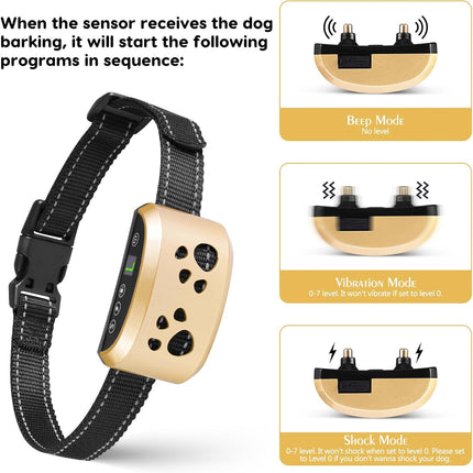 Dog Bark Collar,  Smart Bark Collar for Small Medium Large Dogs anti Bark Collars with 4 Training Modes and 7 Level Sensitivity, Barking Collar