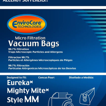Replacement Micro Filtration Vacuum Cleaner Dust Bags Made to Fit Eureka Style MM Eureka Mighty Mite 3670 and 3680 Series Canisters 3 Pack