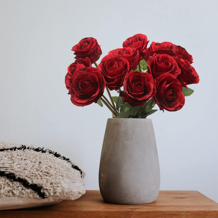 Artificial Roses Flowers for Flower Arrangement, 12 Pcs Silk Red Rose Bouquet for Home Decoration, Faux Roses for Parties and Wedding Decoration (Red, 12)