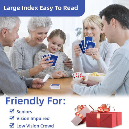 Large Print Playing Cards 6 Pack, Deck of Cards for Seniors, Vision Impaired, Low Vision Crowd, Poker Playing Cards for Blackjack, Euchre, Canasta Cards Game, Jumbo Index