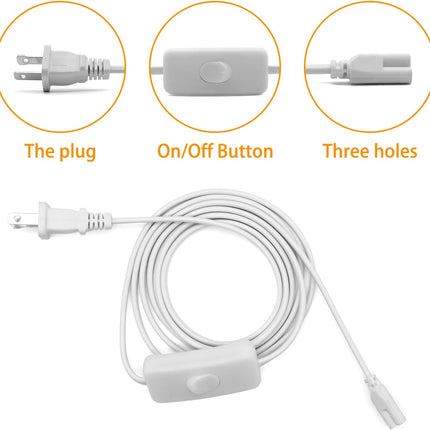 T5 T8 LED Tube Power Extension Cable with On/Off Switch,Led T5/T8 Light Tube Integrated LED Light Fixture Extension Cable Wire (6FT/1.8M) 3-Pack