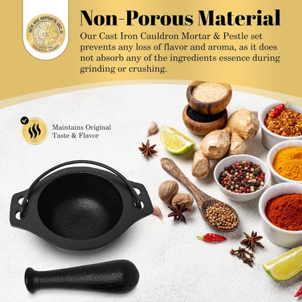 Cast Iron Cauldron Mortar and Pestle Set (Mp3-Cauldron Mortar & Pestle)