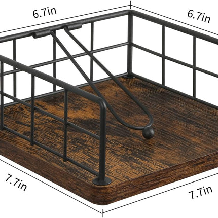 Napkin Holder for Table, Farmhouse Napkin Holders with Weighted Arm, Wood Rustic Napkin Holders for Paper Napkins, Napkins Holder for Kitchen, Dining Table