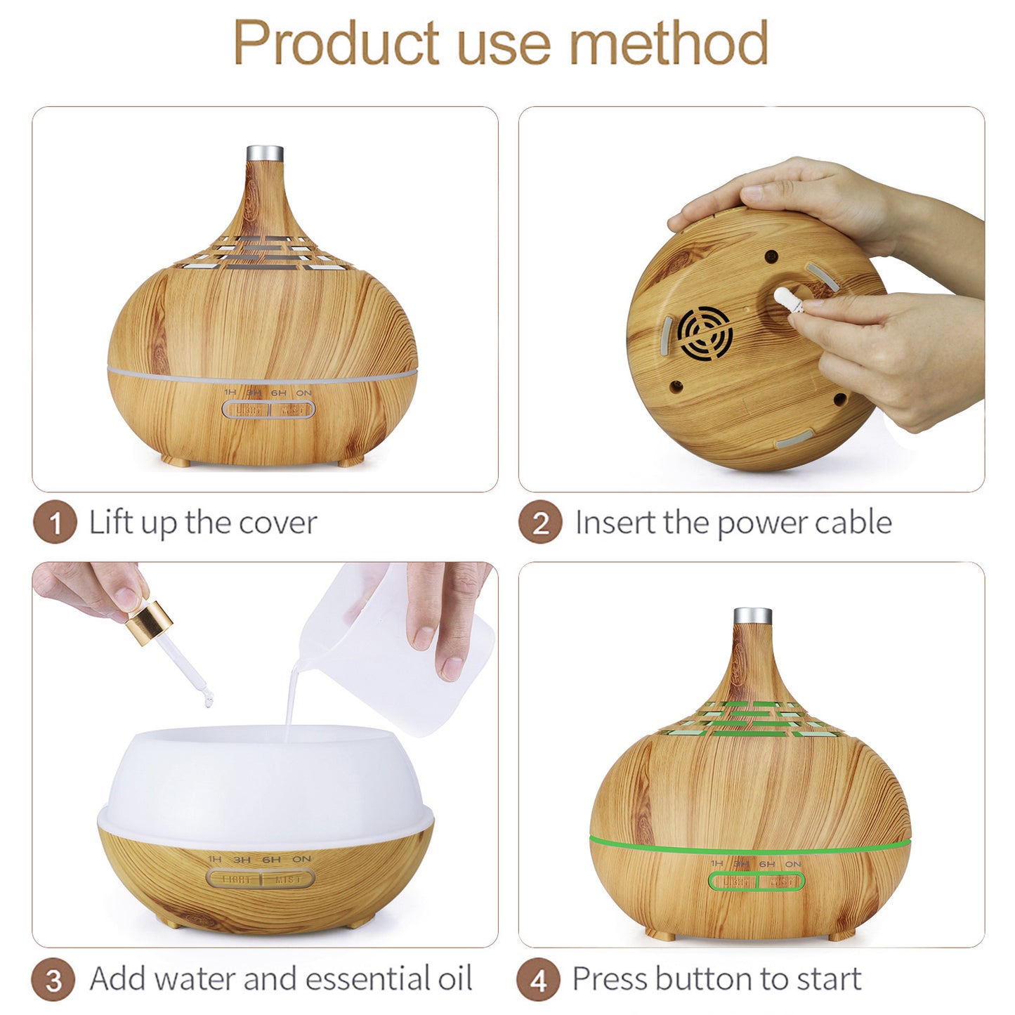 400ml Wood Grain Aroma Diffuser Humidifier Portable Home Purifier SPA Aroma Diffuser