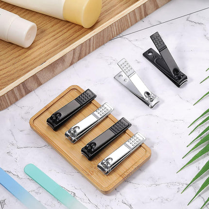 50 Pieces Nail Clipper Set Fingernails and Toenail Bulk Clipper Flat Stainless Steel Nail Cutter for Women Men Thick Nails, Black and Silver