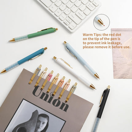 Ballpoint Pens Black Medium Point 1Mm Pen with Super Soft Grip Ball Point Pen for Men Women Retractable Pens (Gold-12 Pcs)