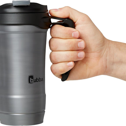 HERO Vacuum-Insulated Stainless Steel Travel Mug with Handle, 18 Oz, Gunmetal