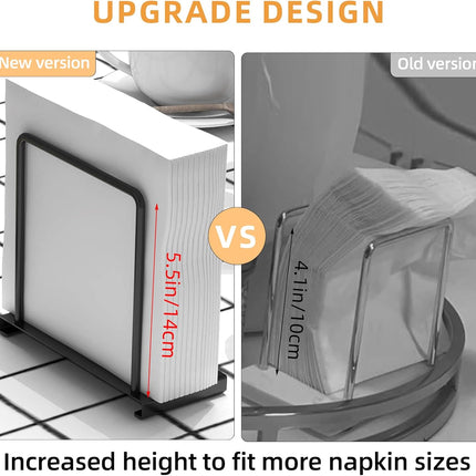 Napkin Holder for Table, Metal Napkin Holder for Kitchen Dining, Standing Paper Napkin Storage for Table Countertop, Black