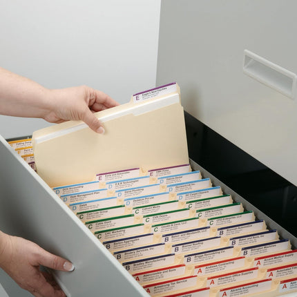 File Folders Letter Size, Reinforced 1/3-Cut Tab, Assorted Positions, Letter Size, Manila Folders 8.5 X 11, 100 per Box (10334)