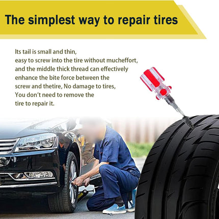 60PCS Tire Repair Rubber Nail, Vacuum Tire Repair Kits Spiral Rubber Nails, Tire Screw Plug Fast Tool Self Service Tire Repair Nail for Car, Motorcycle, Truck, Tractor Tire Puncture Repair