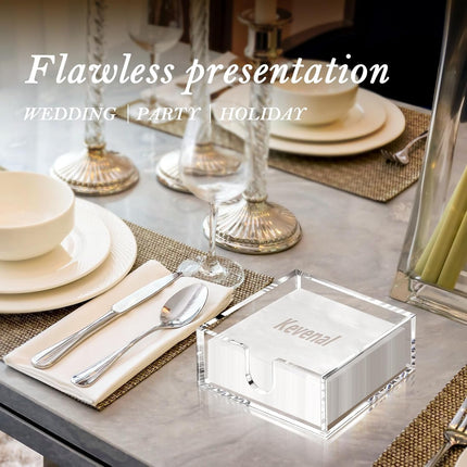 Cocktail Napkin Holder 5X5, Acrylic Cocktail Napkin Holder for Table, Clear Beverage Holder Square Rectangle for Dinner, Kitchen, Bathroom, Restaurant, Bar (Ultimate, 1 Pack)