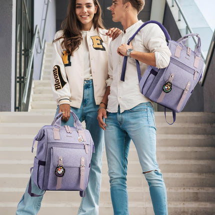 Laptop Backpack Purse for Women, Cute College School Backpack Bookbag for Teenager Girls, Teacher Nurse Bags Work Travel Backpack, Business Computer Laptop Bag Daypack, 15.6 Inch, Purple