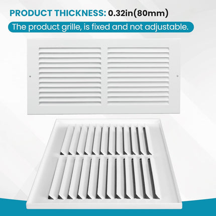 Return Air Grille,Fits 14X6 Duct Opening,Steel Return Vent Cover, White Vent Cover Grill for Sidewall and Ceiling,Havc Cold Air Return Vent Cover,Overall Size:15.8"W X 7.9"H