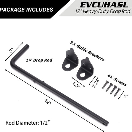 12" Cane Bolt Heavy-Duty Drop Rod for Gate, Gate Ground Latch for Wooden Fences Metal Gates Doors, Metal Gates Doors Stopper for Gate Ground, Wrought Iron Gate Latches, Black Finish(1 Pack)