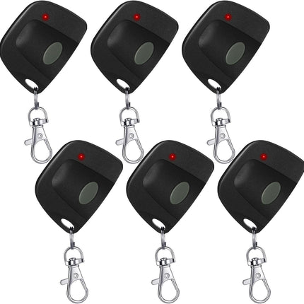 6 Pcs Garage Door Remote Compatible with Linear Multicode 300Mhz 10 Dip Switch 3089 3060 3070 Gate Opener Remote Multicode Gate Opener with Keychain (Black)