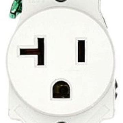 20 Amp, 125 Volt, Industrial Heavy Duty Grade, Single Receptacle, Straight Blade, Self Grounding, 5361-W, White