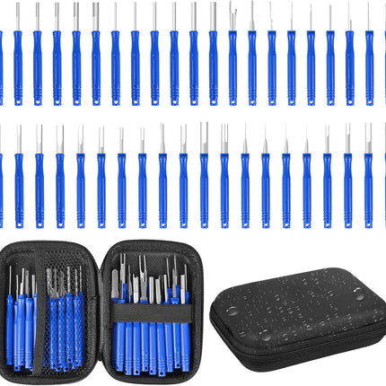 Terminal Removal Tool Kit 41 Pcs Depinning Tool Electrical Connector Pin Removal Tool Kit Pin Extractor Tool Set Wire Terminal Release Tool for Automotive Car Household Devices - Blue