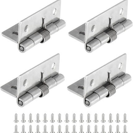 4 Pcs Spring Loaded Hinges for Cabinets, 2 Inch Length Stainless Steel Spring Hinges Self Closing