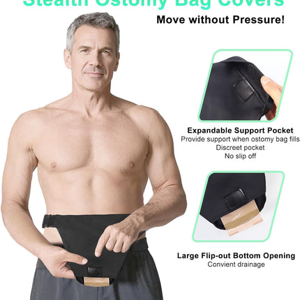 Ostomy Belts for Men and Women Adjustable Stealth Belt for Ostomy Bag Men Women Breathable Ostomy Colostomy Bag Covers for Women Colostomy Supplies