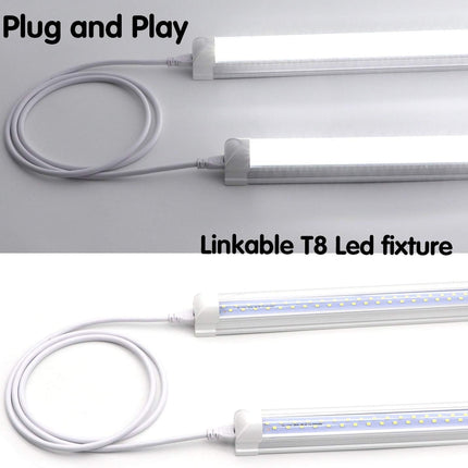 T5 T8 Extension Cords, 10 Ft 3 Meter Connectorcord, 3-Prong Extended Power Cable for Integratedled Tube Light, Single LED Shop Garage Lightfixture, under Cabinet Lights Pack of 2(10FT 2Pcs)