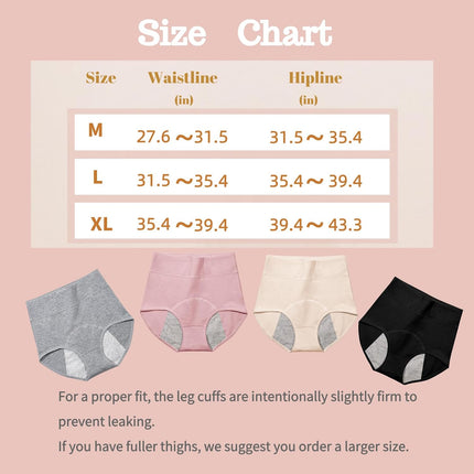 Women'S Washable Incontinence Underwear 4 Pack, Leakproof Ladies Panties High Waist, Incontinence Protective Briefs for Minor Bladder Leak(M)