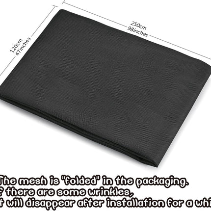 OVISEEN Insect Mesh, Fiberglass Window Screen Mesh 47 X 98 Inches Fly Screen Adjustable Mesh Replacement, Flies Mosquitoes Bugs Net for Windows Doors Patio (Black)